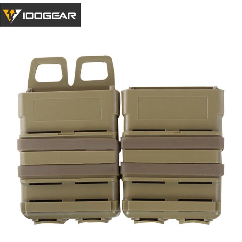 IDOGEAR Tactical Double Mag Holder For 556 Fastmag Molle Mag Carrier 5.56 Magazine Pouch Holder Set 3535