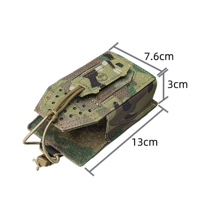 TOPTACPRO Tactical Mini Radio Pouch MOLLE System Interphone Pouch Elastic Buckle Duty Camouflage Military Fans Wargame Outdoor Hiking Training Gear 8524