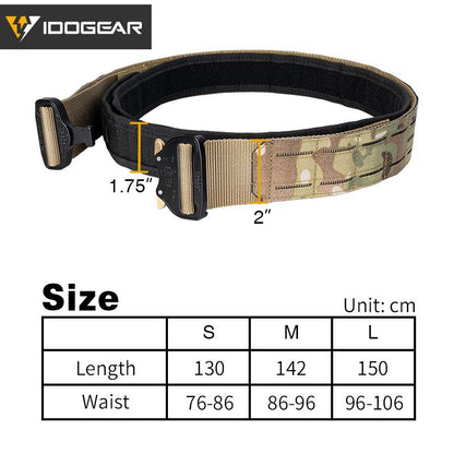 IDOGEAR 2" Tactical Belt Metal COBRA Buckle Military Laser Cut Combat Belt MOLLE Mens Belt Quick Release 3421