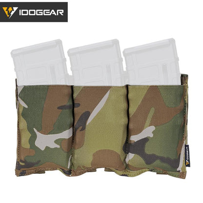 IDOGEAR Tactical 5.56 Magazine Pouch Fast Draw MOLLE Mag Pouch Carrier Triple Open Top Belt Pouch elastic fabric modular 3555