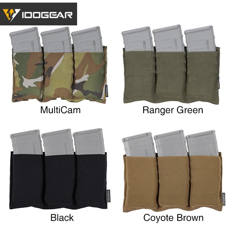 IDOGEAR Tactical Triple Magazine Pouch 556 Mag Pouch Fast Draw Military MOLLE Mag Carrier Open Top Elasticity Cloth 3555