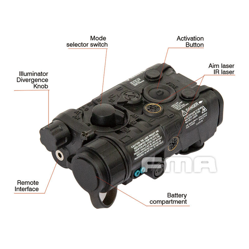 FMA Tactical Lab Aiming Laser PEQ-NGAL Red / IR Laser & Flashlight 1398