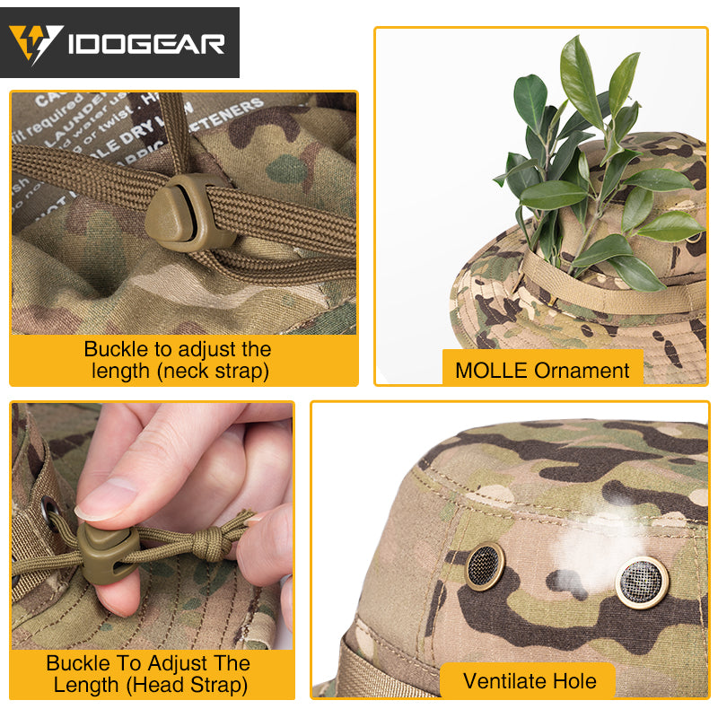 IDOGEAR Tactical Bonnie Hat Water-Resistant Breathable Nylon Cap Adjustable Multi-colors Hiking&Camping Camouflage Gears 3620