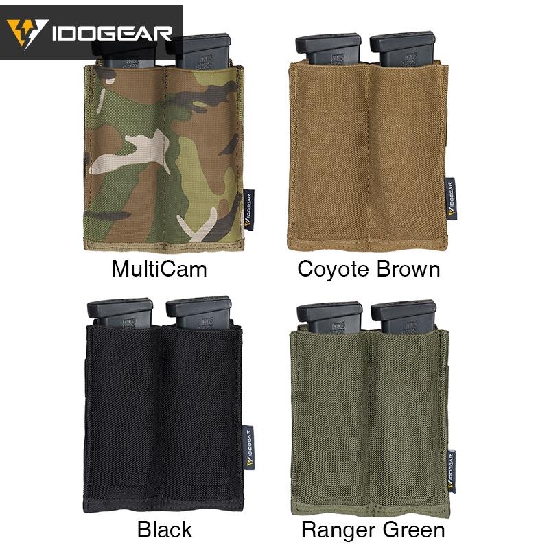 IDOGEAR Tactical Double Magazine Pouch For 9mm Mag Open Top Mag Holder Fast Draw MOLLE Mag Carrier 3572