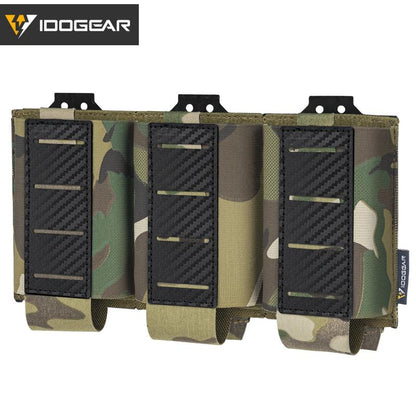 IDOGEAR Tactical Triple Magazine Pouch For 5.56 Mag Carbon fiber Nylon Elastic MOLLE Mag Holder Lightweight Anti-slip 3592