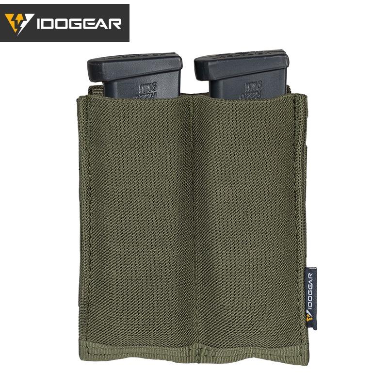 IDOGEAR Tactical Double Magazine Pouch For 9mm Fast Draw MOLLE Mag Carrier 3572