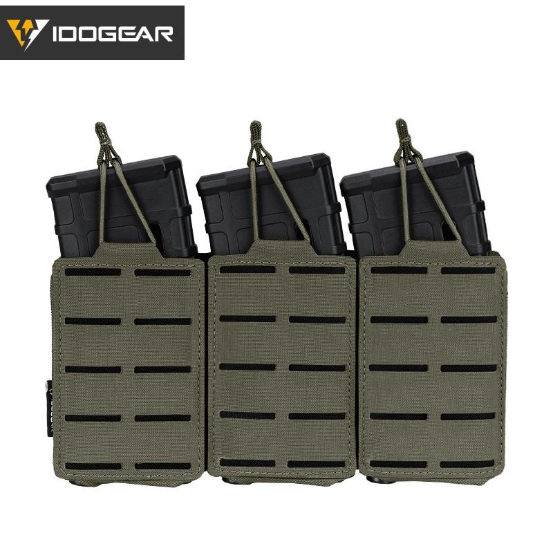 Hot IDOGEAR Tactical Triple Mag Pouch LSR 556 Pouch Military MOLLE Magazine Carrier Holder Pouch Laser Cut 3567