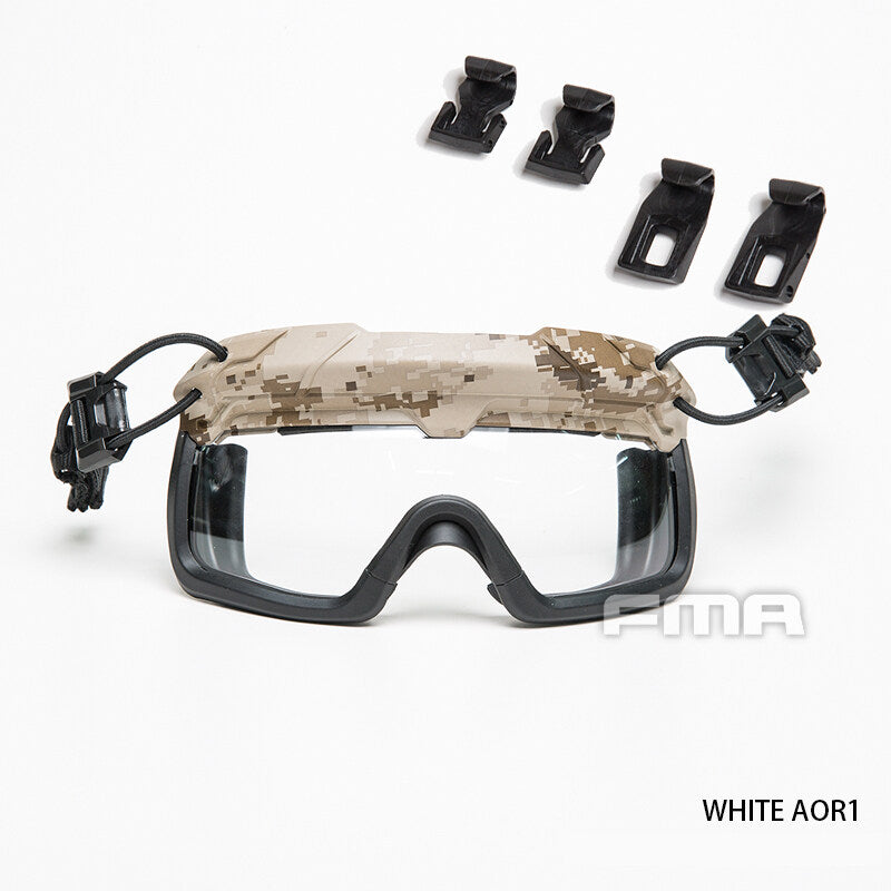 FMA Tactical Protective Glasses For Tactical Helmet Protective Glasses Anti Fog Dust Paintball gear white lens Tactical Hiking Camping Wargame Military Airsoft Gear 1333