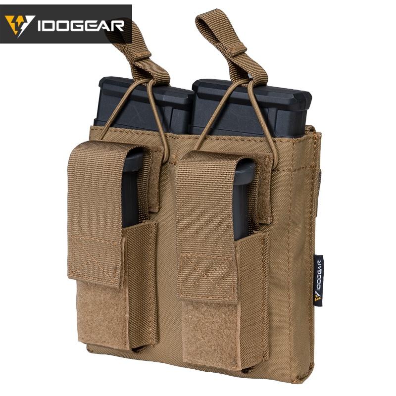 IDOGEAR Tactical Double Magazine Pouch For 9mm & 5.56 Military MOLLE Mag Carrier Double Top Open 3546