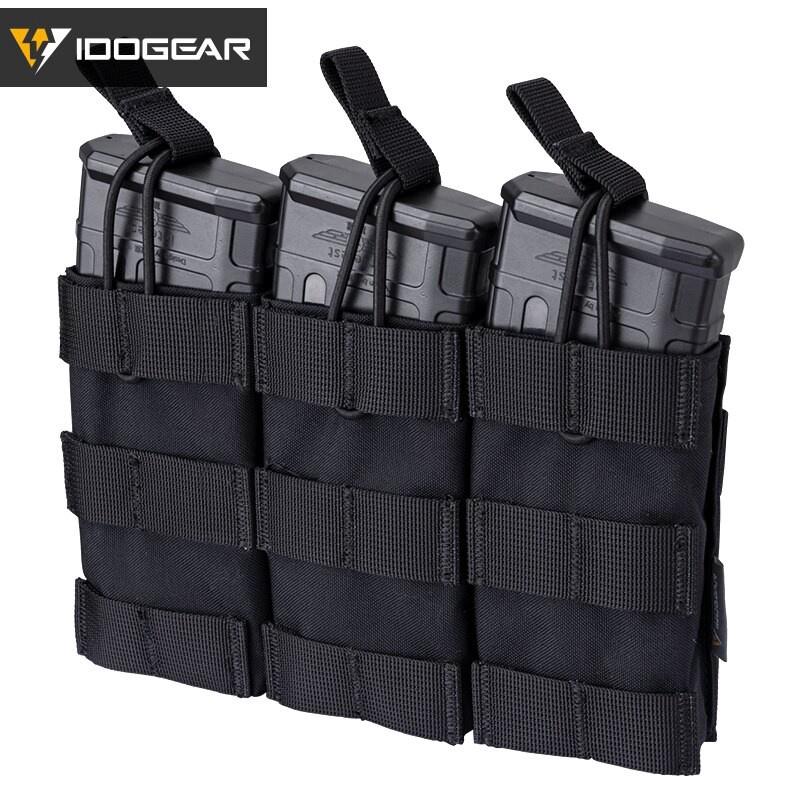 IDOGEAR Tactical Triple Mag Pouch For 5.56 Mag Military Molle Modular Triple Open Top Mag Pouch 3547