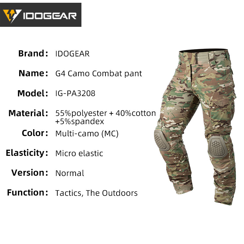 【TOP SALE🔥】IDOGEAR G4 Tactical Pants With Knee Pads Tactical Camo Trousers Hunting Camouflage 3208