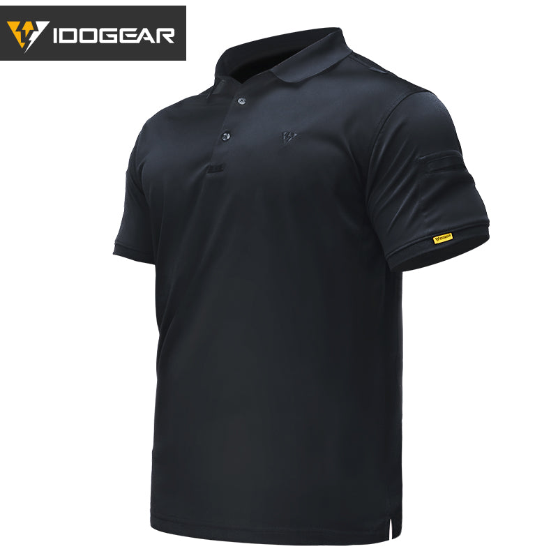 IDOGEAR Men's Tactical T-Shirt Short Sleeve Polo Shirt Quick Dry Plain Polo Shirt Breathable Lapel Neck Top 3113