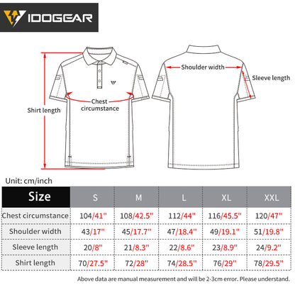 IDOGEAR Men's Tactical T-Shirt Short Sleeve Polo Shirt Quick Dry Plain Polo Shirt Breathable Lapel Neck Top 3113