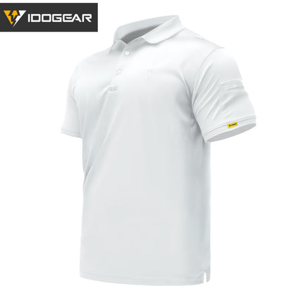 IDOGEAR Men's Tactical T-Shirt Short Sleeve Polo Shirt Quick Dry Plain Polo Shirt Breathable Lapel Neck Top 3113