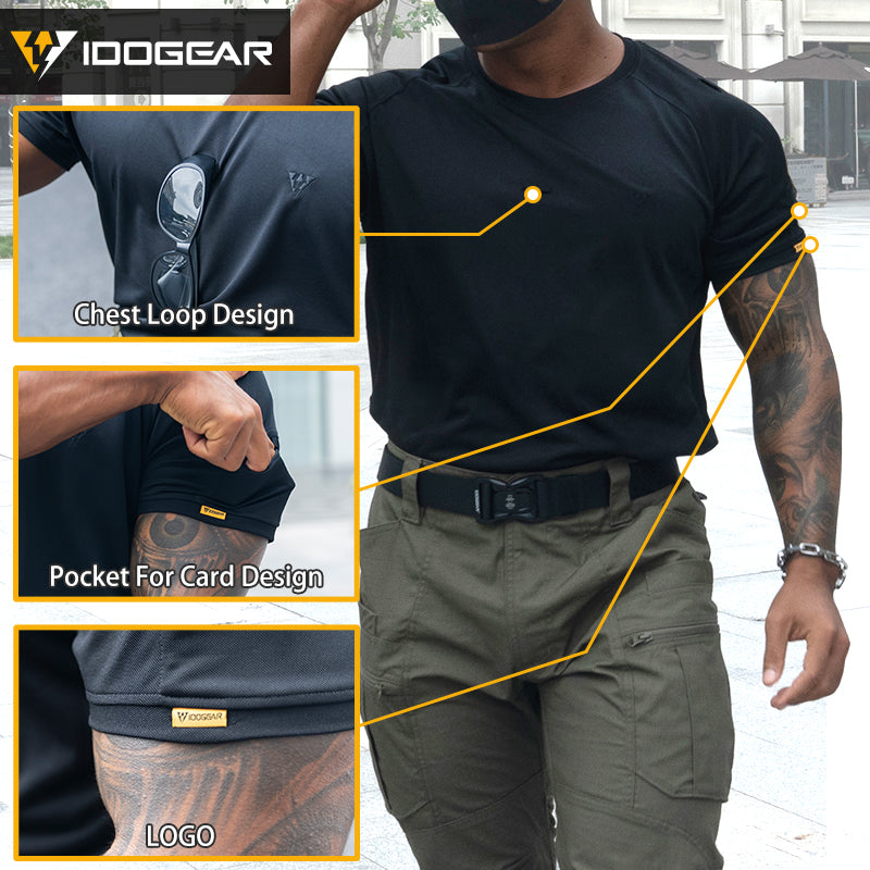 IDOGEAR Men's T-shirts Round Neck Shirt Suit for Outdoor Sports Shirt Quick Dry Casual Summer Clothing 3114