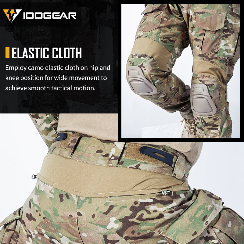 IDOGEAR G3 Combat Pants with Knee Pads Multicam Men Pants For Hunting, Paintball Camo Trousers 3205