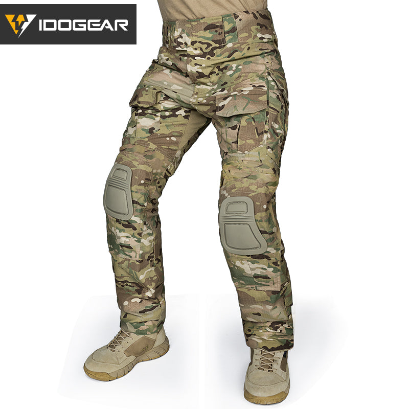 IDOGEAR G3 Combat Pants with Knee Pads Multicam Men Pants For Hunting, Paintball Camo Trousers 3205