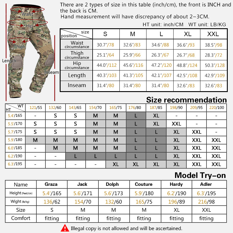 IDOGEAR G3 Combat Pants with Knee Pads Multicam Men Pants For Hunting, Paintball Camo Trousers 3205