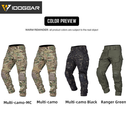 IDOGEAR G3 Combat Pants with Knee Pads Multicam Men Pants For Hunting, Paintball Camo Trousers 3205