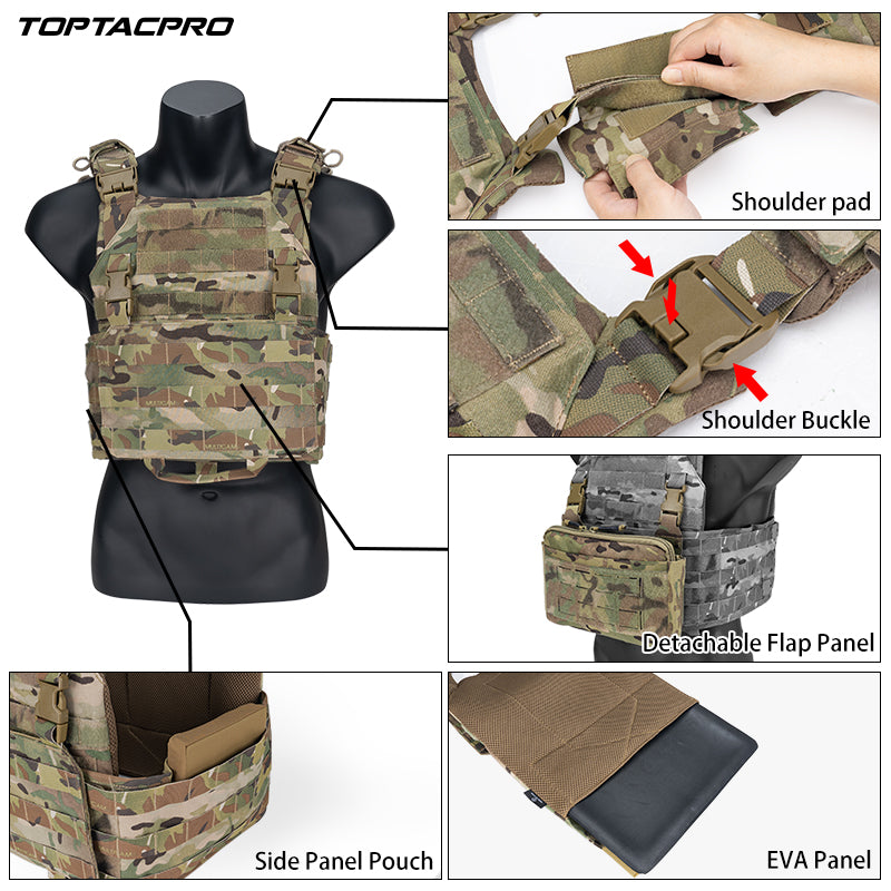 TOPTACPRO Rhino Tactical Vest XN Tactical Vest Quick Release Plate Carrier Military MOLLE Combat Vest 8302