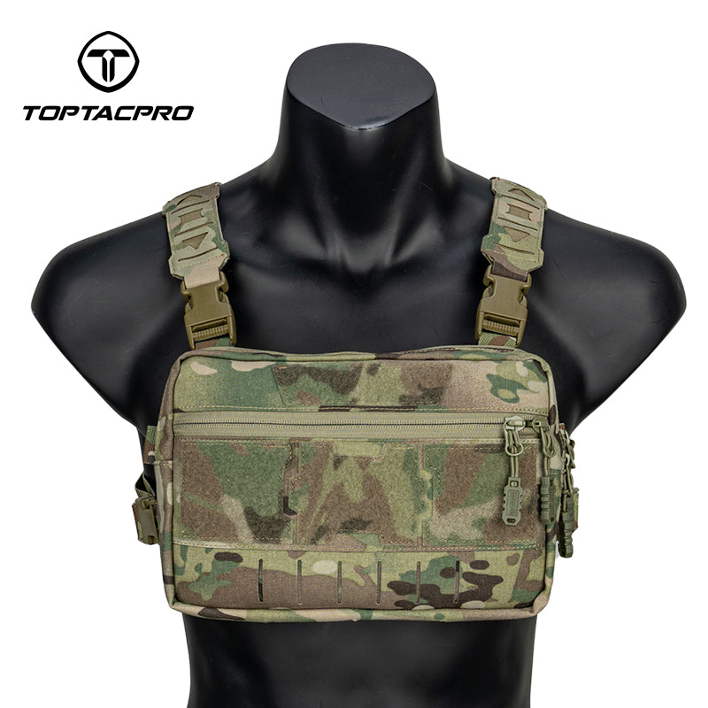 TOPTACPRO Tactical Chest Rig Bag Chest Recon Bag MOLLE Adjustable Shoulder Strap Pack 8511