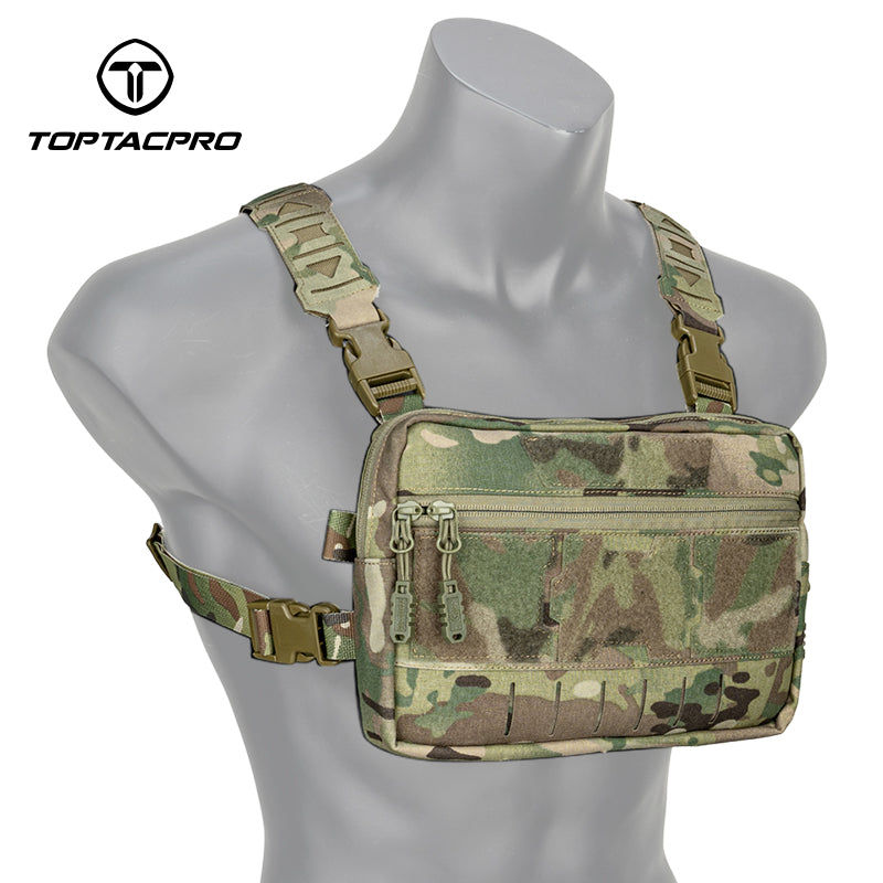 TOPTACPRO Tactical Chest Rig Bag Chest Recon Bag MOLLE Adjustable Shoulder Strap Pack 8511