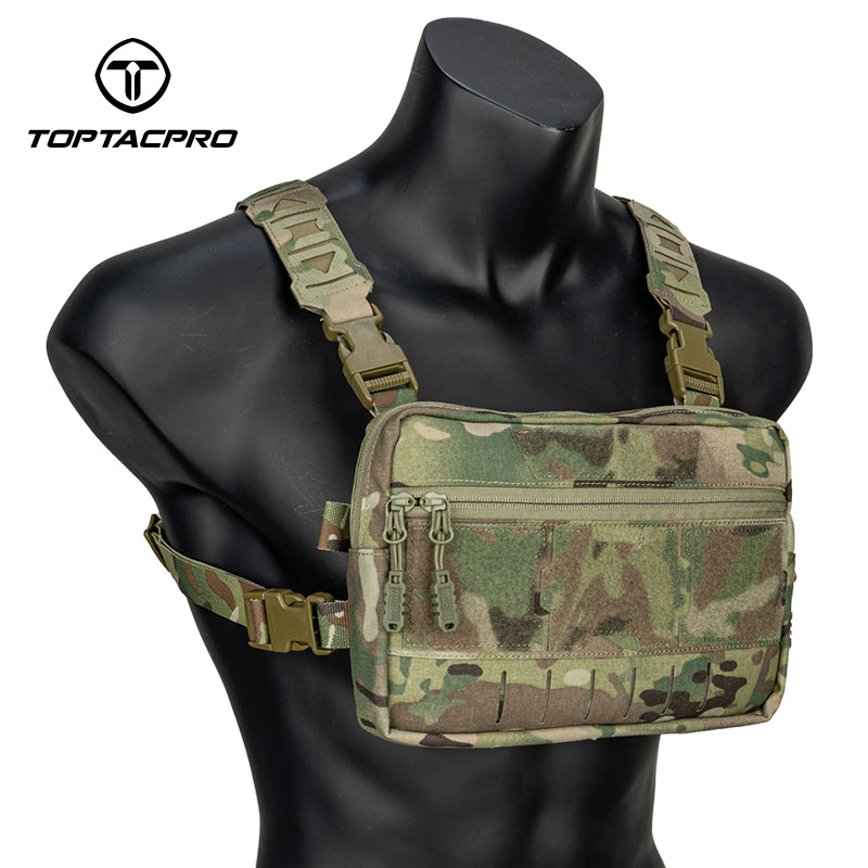 TOPTACPRO Tactical Chest Rig Bag Chest Recon Bag MOLLE Adjustable Shoulder Strap Pack 8511