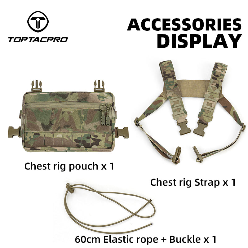 TOPTACPRO Tactical Chest Rig Bag Chest Recon Bag MOLLE Adjustable Shoulder Strap Pack 8511