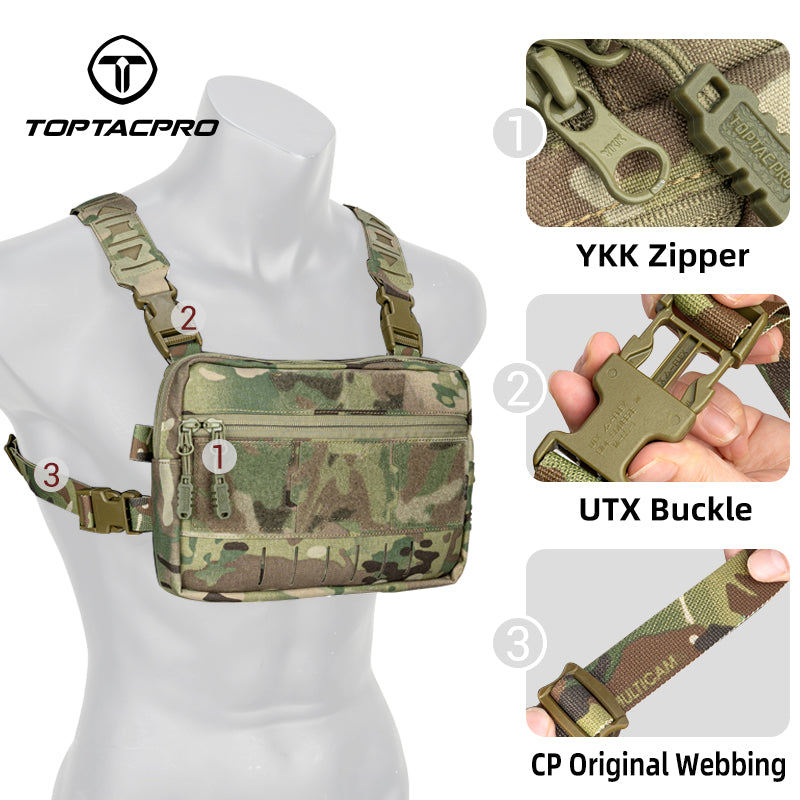 TOPTACPRO Tactical Chest Rig Bag Chest Recon Bag MOLLE Adjustable Shoulder Strap Pack 8511