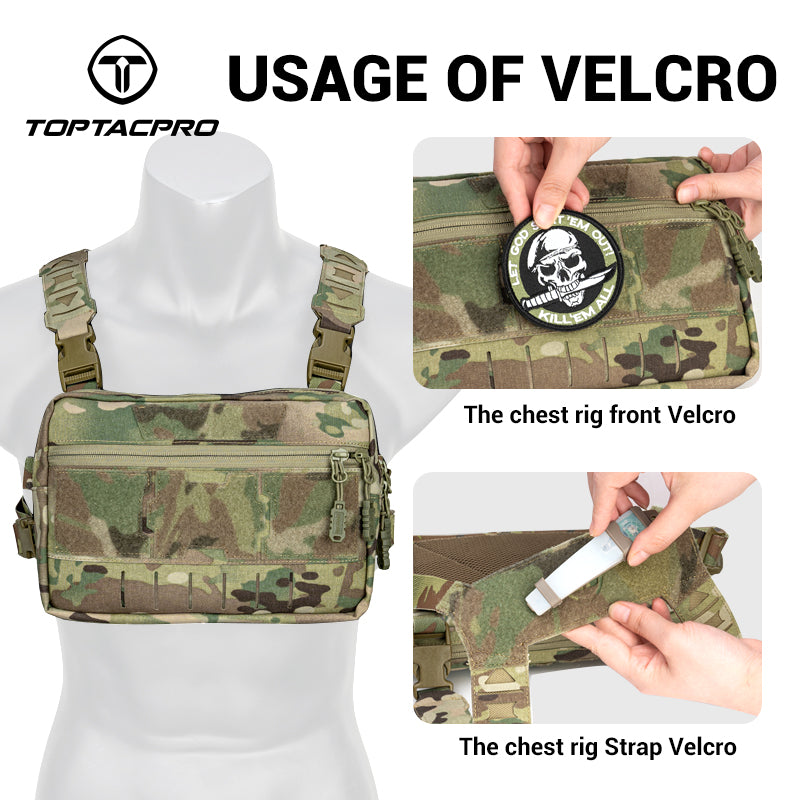 TOPTACPRO Tactical Chest Rig Bag Chest Recon Bag MOLLE Adjustable Shoulder Strap Pack 8511