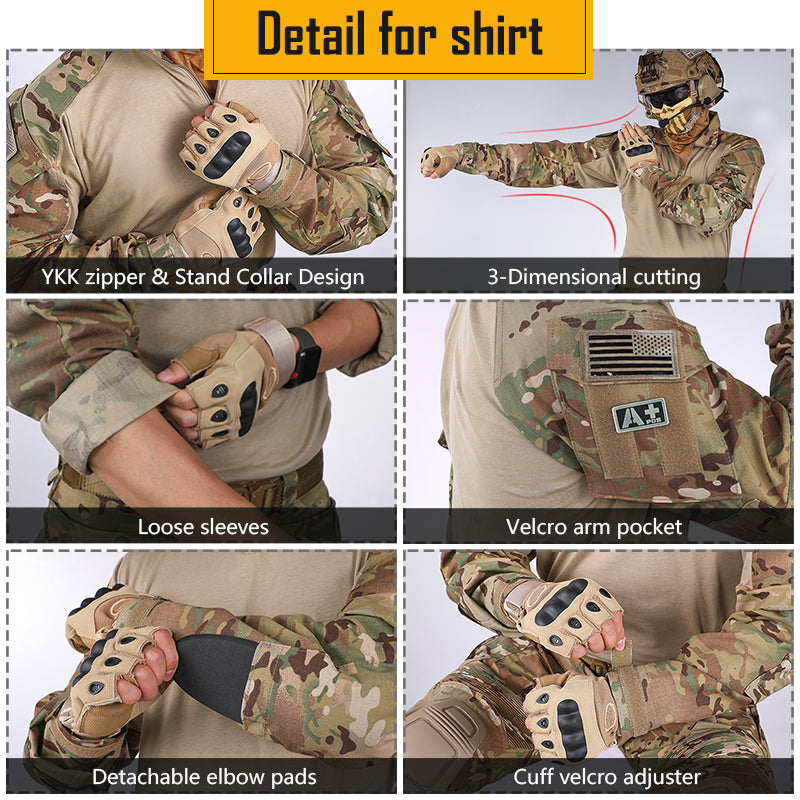 TOP SALE🔥| IDOGEAR G3 Combat Suit Shirts & Pants with Knee Pads Update Version Camo Tactical Uniforms (set) UT3001