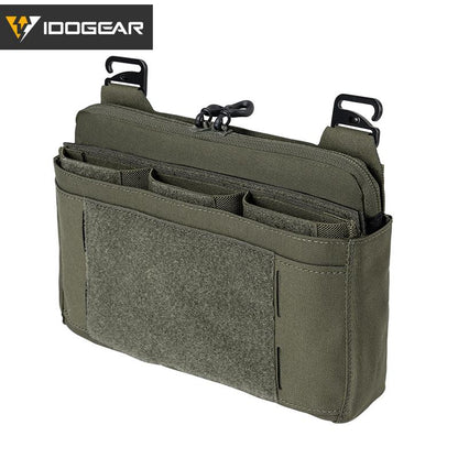 IDOGEAR Tactical DOPE Triple Mag Pouch+front Flap+insert Pouch 500D Nylon Military Camping Hiking Outdoor Multifunctional Quick Release Set