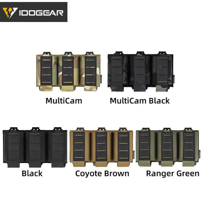 IDOGEAR Tactical Triple Magazine Pouch For 5.56 Mag Carbon fiber Nylon Elastic MOLLE Mag Holder Lightweight Anti-slip 3592