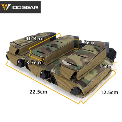 IDOGEAR Tactical Triple Magazine Pouch MilitaryLSR Triple Mag Pouch  9mm 556 Carrier Holder MOLLE Laser Cut Waist Belt Pouch 3570