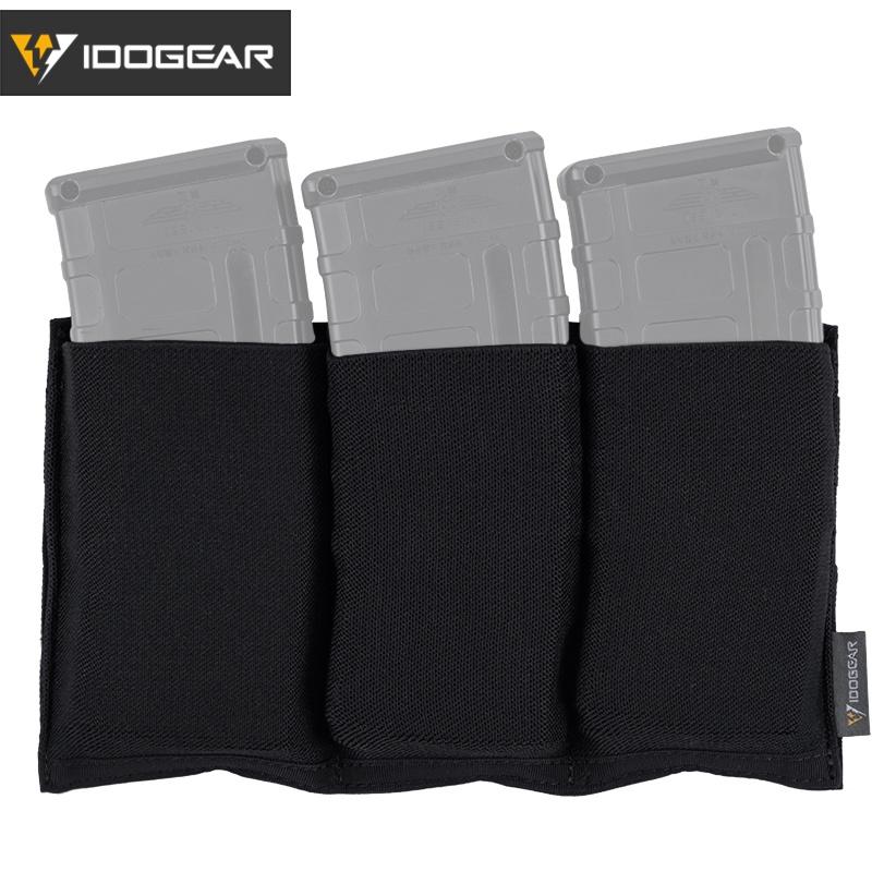 IDOGEAR Tactical Triple Magazine Pouch 556 Mag Pouch Fast Draw Military MOLLE Mag Carrier Open Top Elasticity Cloth 3555