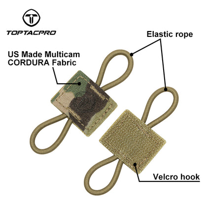 TOPTACPRO Tactical MOLLE Elastic Holder 2PCS Army Binding Retainer EDC Elastic Holder for Antenna Stick Pipe Tactical Vest Tactical Pouch Military Hiking Elastic Holder