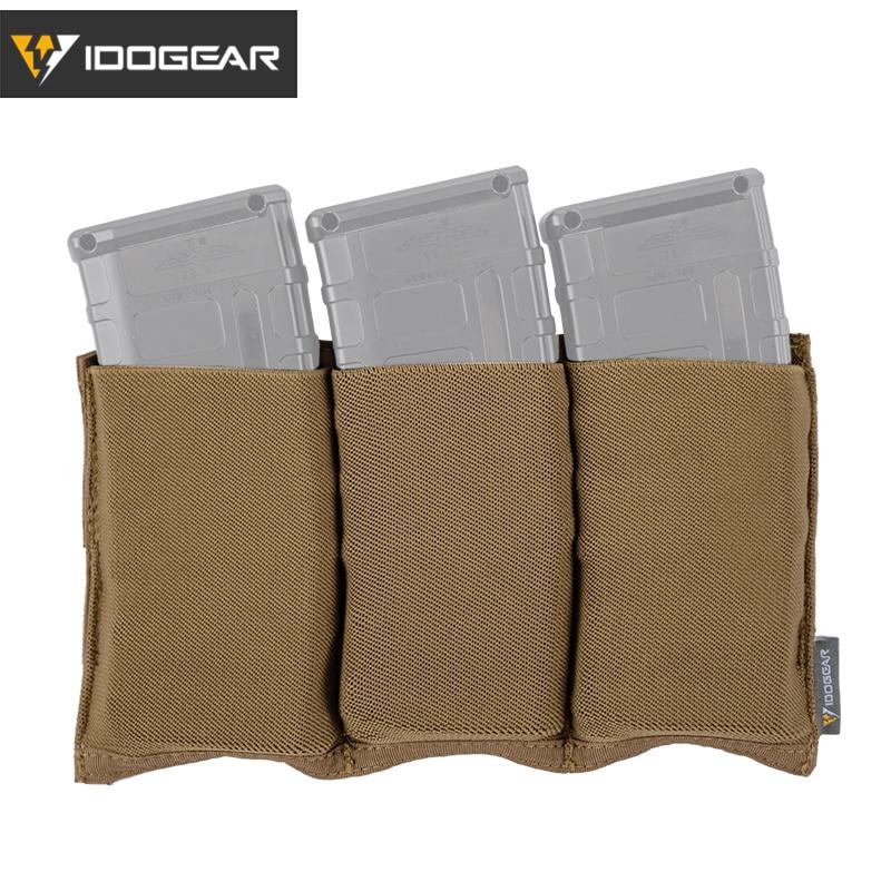 IDOGEAR Tactical Triple Magazine Pouch 556 Mag Pouch Fast Draw Military MOLLE Mag Carrier Open Top Elasticity Cloth 3555