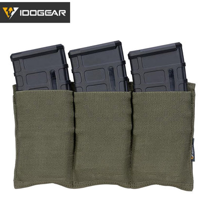 IDOGEAR Tactical 5.56 Magazine Pouch Fast Draw MOLLE Mag Pouch Carrier Triple Open Top Belt Pouch elastic fabric modular 3555