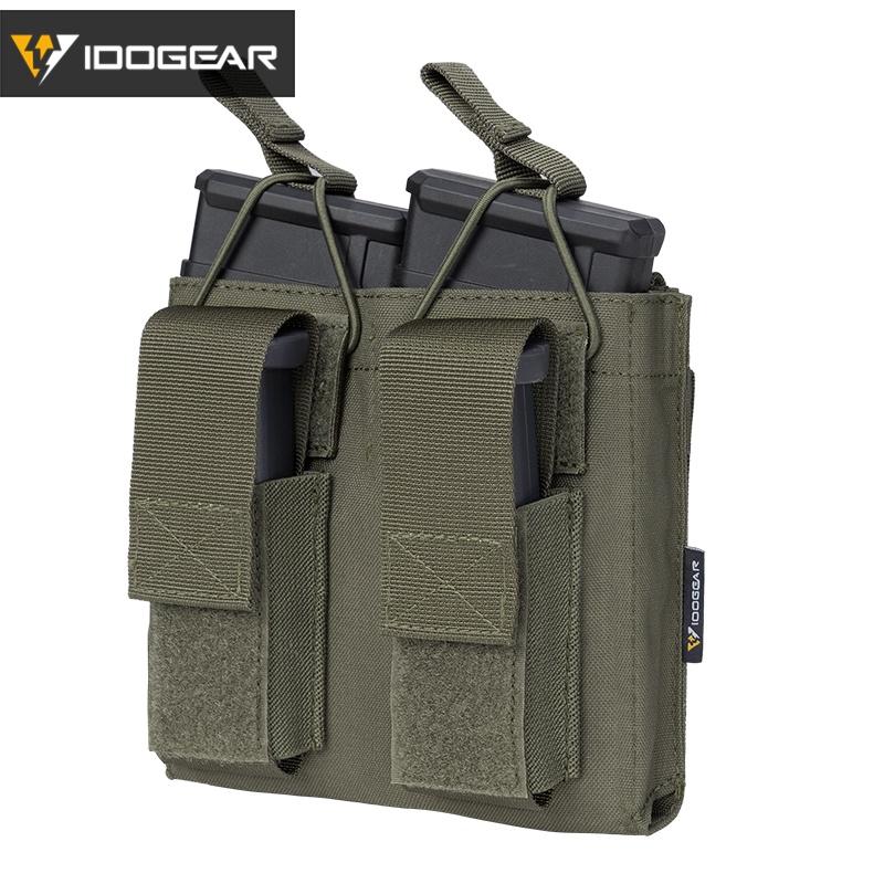 IDOGEAR Tactical Double Magazine Pouch For 9mm & 5.56 Military MOLLE Mag Carrier Double Top Open 3546