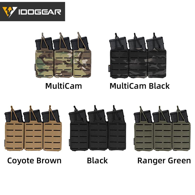 Hot IDOGEAR Tactical Triple Mag Pouch LSR 556 Pouch Military MOLLE Magazine Carrier Holder Pouch Laser Cut 3567