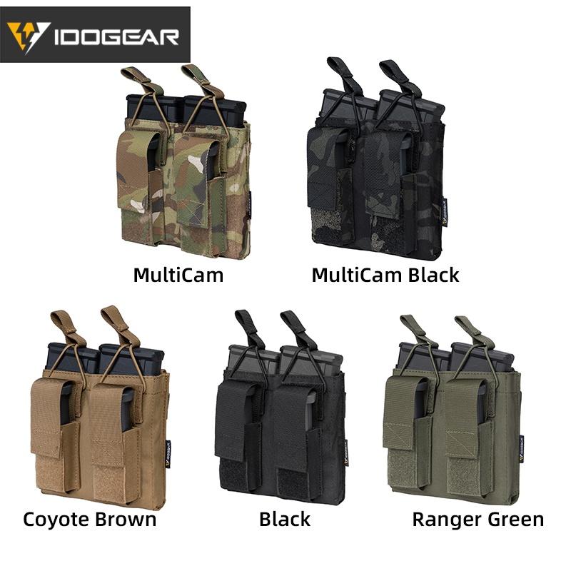 IDOGEAR Tactical Double Magazine Pouch For 9mm & 5.56 Military MOLLE Mag Carrier Double Top Open 3546