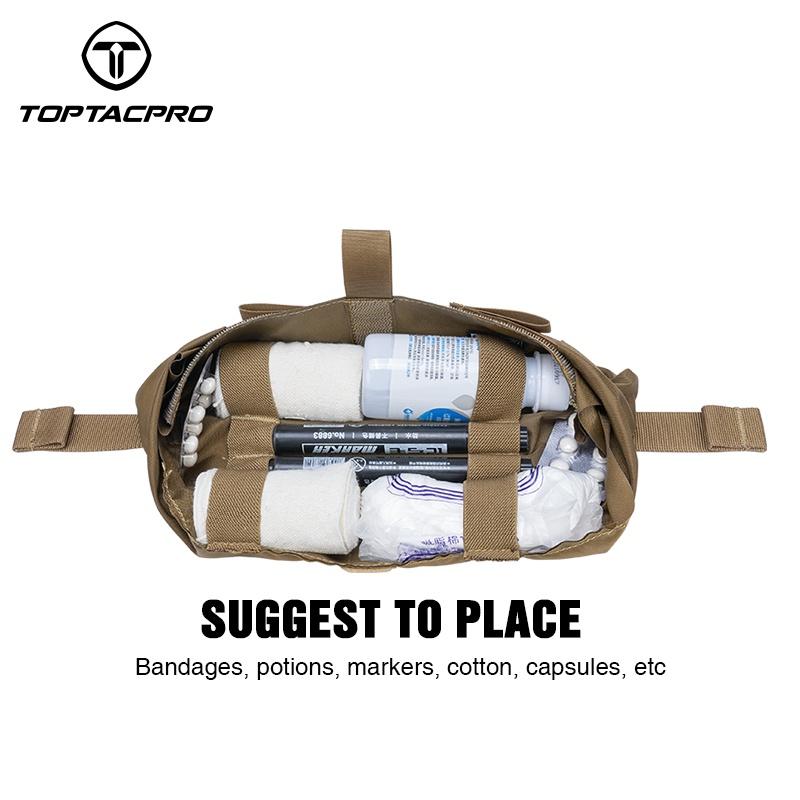 TOPTACPRO Tactical Medical Pouch Roll 1 Trauma Pouch Hook & Loop Medical Pouch IFAK First Aid Kit Pouch Tourniquet Holder 8507