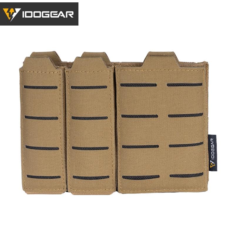 IDOGEAR Tactical Triple Magazine Pouch For Double 9MM and Single 556 Mag Military MOLLE Mag Pouch 3586