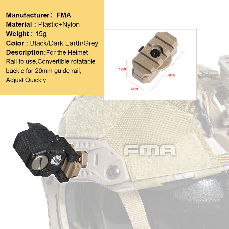 FMA Tactical Helmet Rail ACR 360 Rotating Rail Mount for Tactical Helmet 19mm Rail TB1432