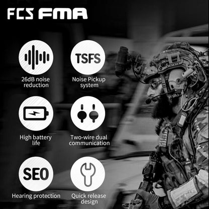 FMA&FCS AMP Tactical Headset For Communication With Noise Reduction Quick Release Switch V60 PTT Upgraded