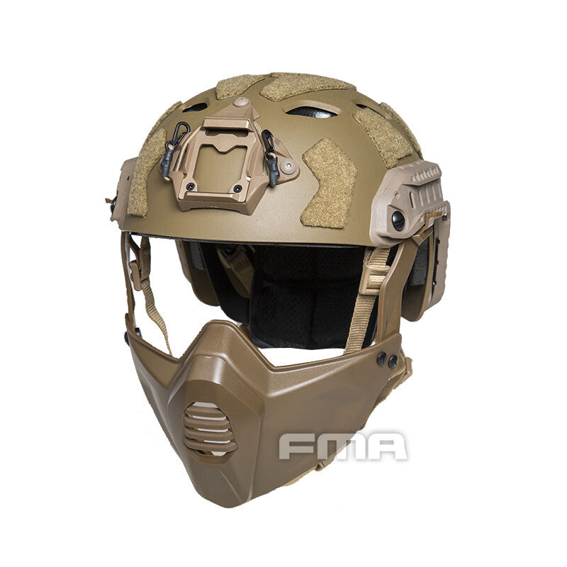 FMA FAST SF Tactical Helmet w/ NVG Shroud Headwear with Half Face Mask Velero Army Wargame Military helmet 1365