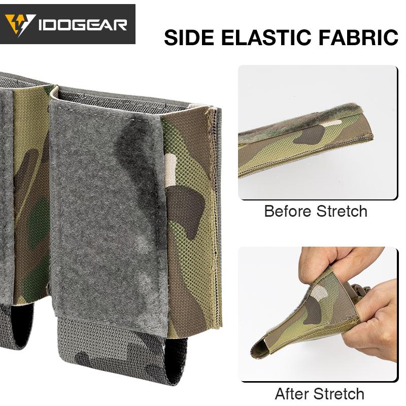 IDOGEAR Tactical DOPE 556 Triple Mag Pouch 500D Velcro Hook&loop Chest Front Panel Partition Pouch Attachable Outdoor Military Hiking Camping 3598