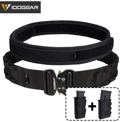 IDOGEAR 2 Inch Tactical Belt with Magazine Pouch Set for 9mm 556 Mag Soft Shell Mag Pouch With MOLLE Belt Military Combat Belt 3414