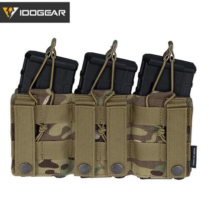 IDOGEAR Tactical Triple Magazine Pouch MilitaryLSR Triple Mag Pouch  9mm 556 Carrier Holder MOLLE Laser Cut Waist Belt Pouch 3570