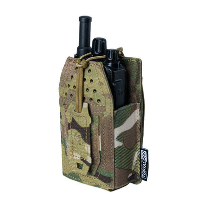 TOPTACPRO Tactical Mini Radio Pouch MOLLE System Interphone Pouch Elastic Buckle Duty Camouflage Military Fans Wargame Outdoor Hiking Training Gear 8524